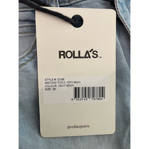 Rolla's Light Wash Blue Westcoast Staple North Beach Women's Jeans Size 26 - Picture 3 of 6